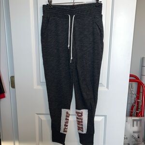 PINK Victoria's Secret Gray Joggers with White and Pink Accents